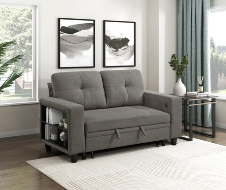 9705DB-2* (2)Loveseat with Pull-out Bed, Shelves and Charging Ports from Homelegance - Luna Furniture