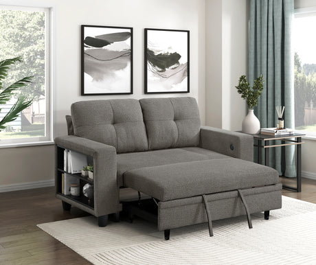 9705DB-2* (2)Loveseat with Pull-out Bed, Shelves and Charging Ports from Homelegance - Luna Furniture