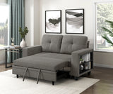 Robinson Dark Brown Loveseat with Pull-out Bed, Shelves and Charging Ports from Homelegance - Luna Furniture