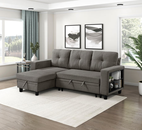 9705DB*32AVC (3)Sectional with Reversible Chaise, Pull-out Bed, Shelves and Charging Ports from Homelegance - Luna Furniture