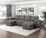 9705DB*42AVC (4)Sectional with Two Chaises, Pull-out Bed, Shelves and Charging Ports from Homelegance - Luna Furniture