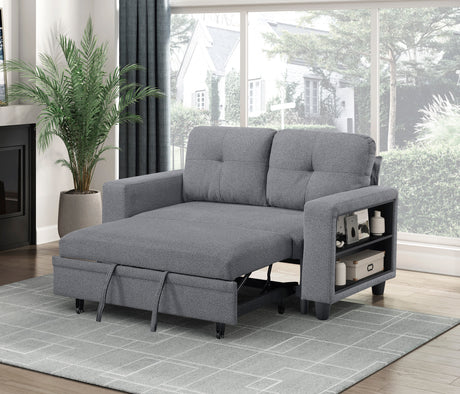 9705GY-2* (2)Loveseat with Pull-out Bed, Shelves and Charging Ports from Homelegance - Luna Furniture