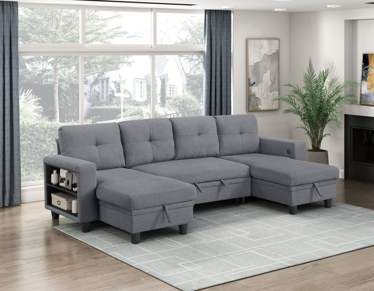 Desmond Gray 2-Piece Armless Sleeper Section with Charging Ports from Homelegance - Luna Furniture
