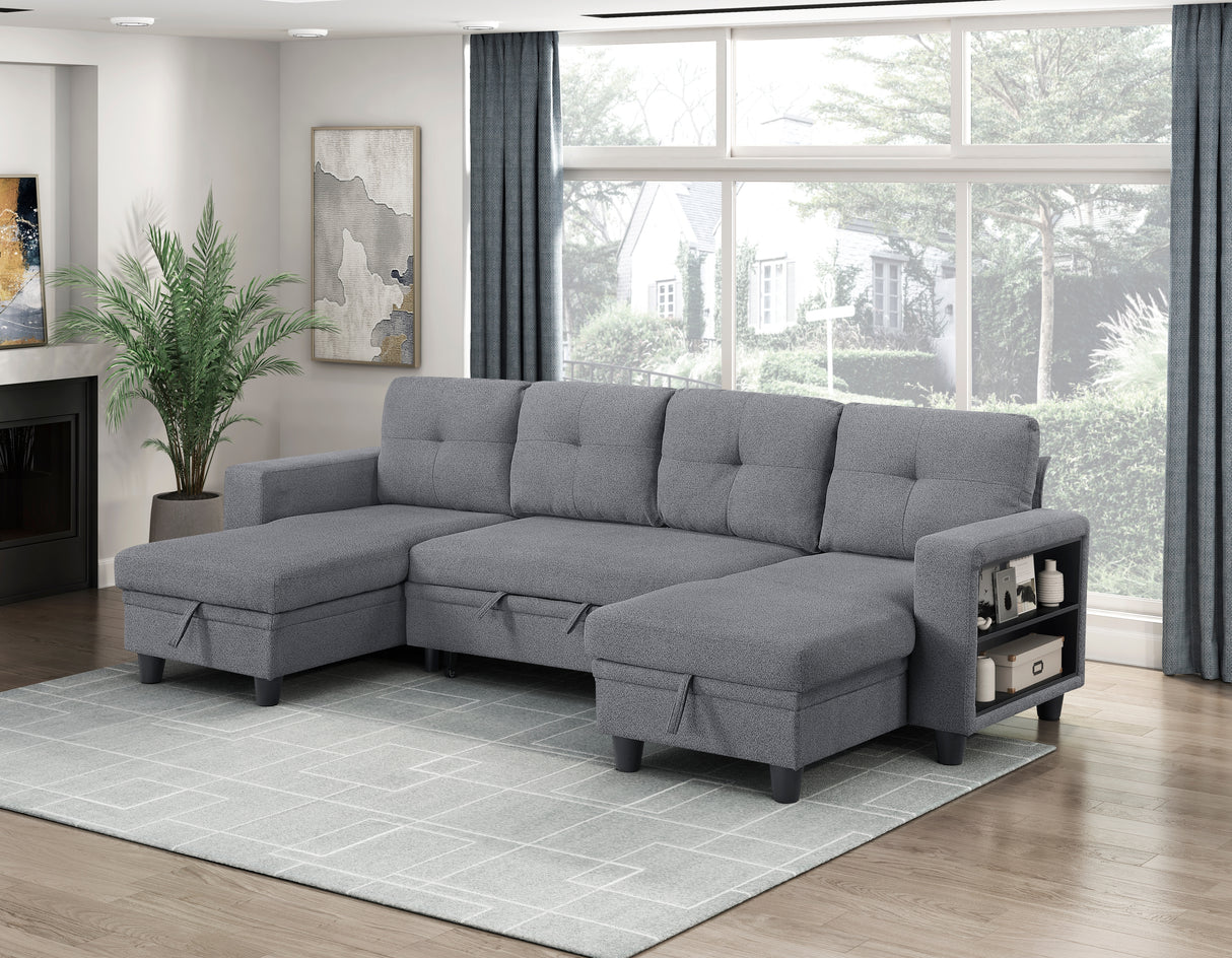 Desmond Gray 2-Piece Armless Sleeper Section with Charging Ports from Homelegance - Luna Furniture