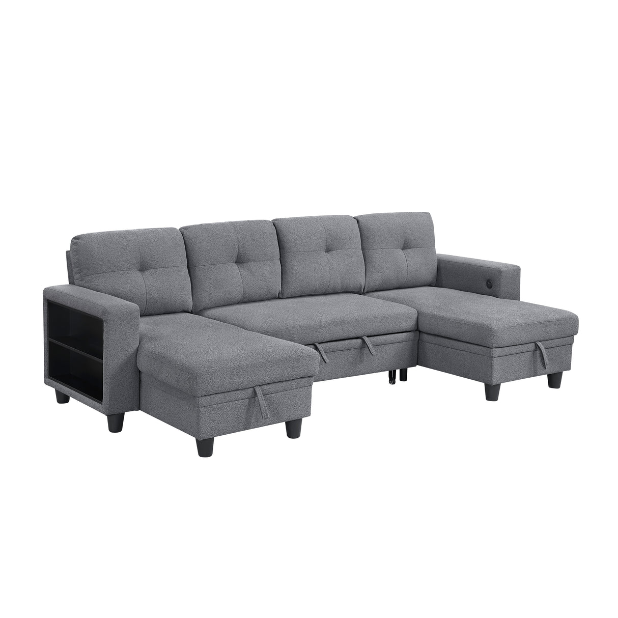 Desmond Gray 2-Piece Armless Sleeper Section with Charging Ports from Homelegance - Luna Furniture