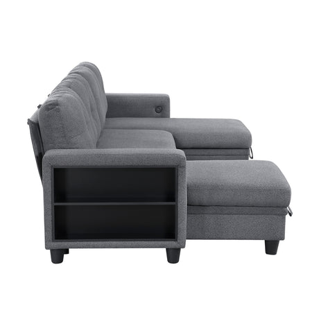 Desmond Gray 2-Piece Armless Sleeper Section with Charging Ports from Homelegance - Luna Furniture