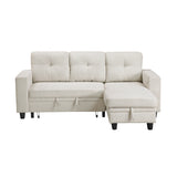 Robinson Beige Sectional with Reversible Chaise, Pull-out Bed, Shelves and Charging Ports from Homelegance - Luna Furniture