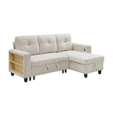 Robinson Beige Sectional with Reversible Chaise, Pull-out Bed, Shelves and Charging Ports from Homelegance - Luna Furniture