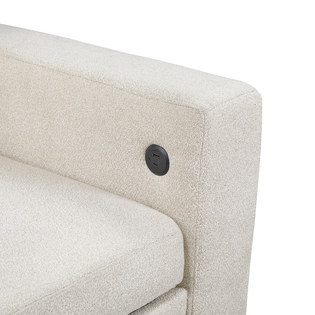 Robinson Beige Sectional with Two Chaises, Pull-out Bed, Shelves and Charging Ports from Homelegance - Luna Furniture
