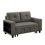 Robinson Dark Brown Loveseat with Pull-out Bed, Shelves and Charging Ports from Homelegance - Luna Furniture