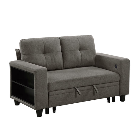 9705DB-2* (2)Loveseat with Pull-out Bed, Shelves and Charging Ports from Homelegance - Luna Furniture