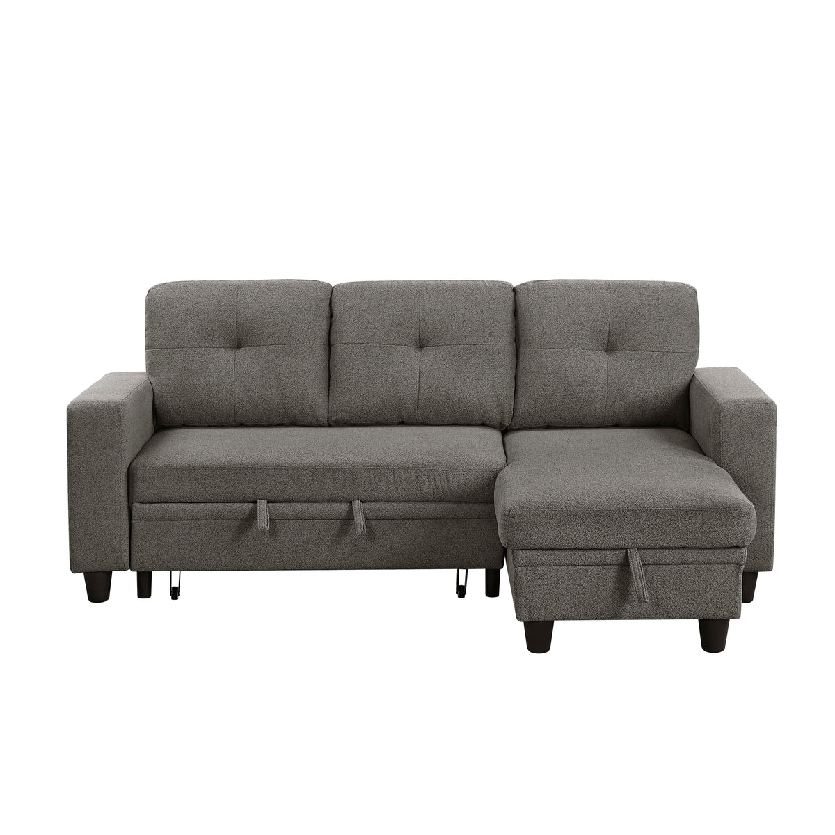 Robinson Dark Brown Sectional with Reversible Chaise, Pull-out Bed, Shelves and Charging Ports from Homelegance - Luna Furniture