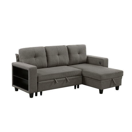 9705DB*32AVC (3)Sectional with Reversible Chaise, Pull-out Bed, Shelves and Charging Ports from Homelegance - Luna Furniture