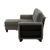 Robinson Dark Brown Sectional with Reversible Chaise, Pull-out Bed, Shelves and Charging Ports from Homelegance - Luna Furniture