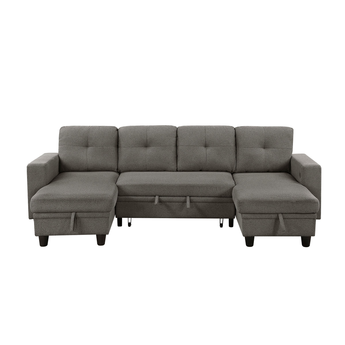 9705DB*42AVC (4)Sectional with Two Chaises, Pull-out Bed, Shelves and Charging Ports from Homelegance - Luna Furniture