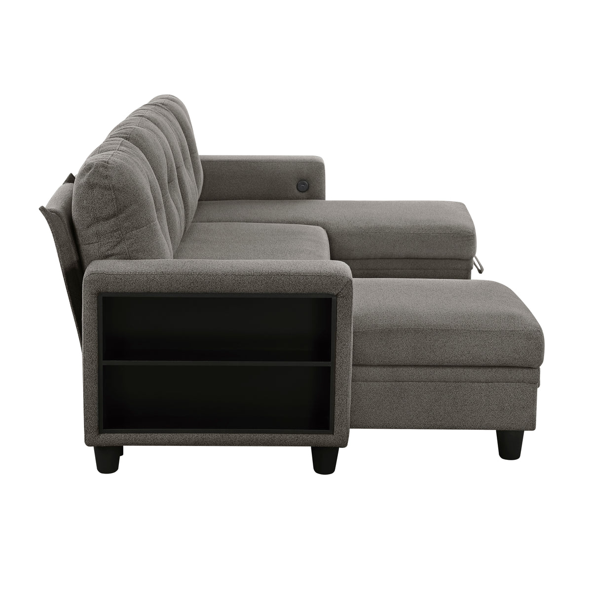 9705DB*42AVC (4)Sectional with Two Chaises, Pull-out Bed, Shelves and Charging Ports from Homelegance - Luna Furniture
