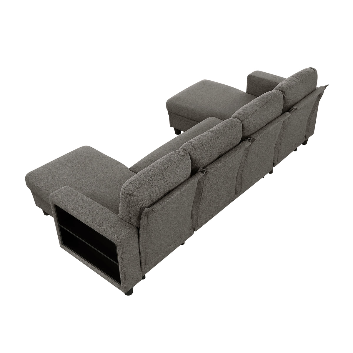 9705DB*42AVC (4)Sectional with Two Chaises, Pull-out Bed, Shelves and Charging Ports from Homelegance - Luna Furniture