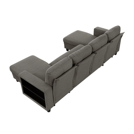 9705DB*42AVC (4)Sectional with Two Chaises, Pull-out Bed, Shelves and Charging Ports from Homelegance - Luna Furniture