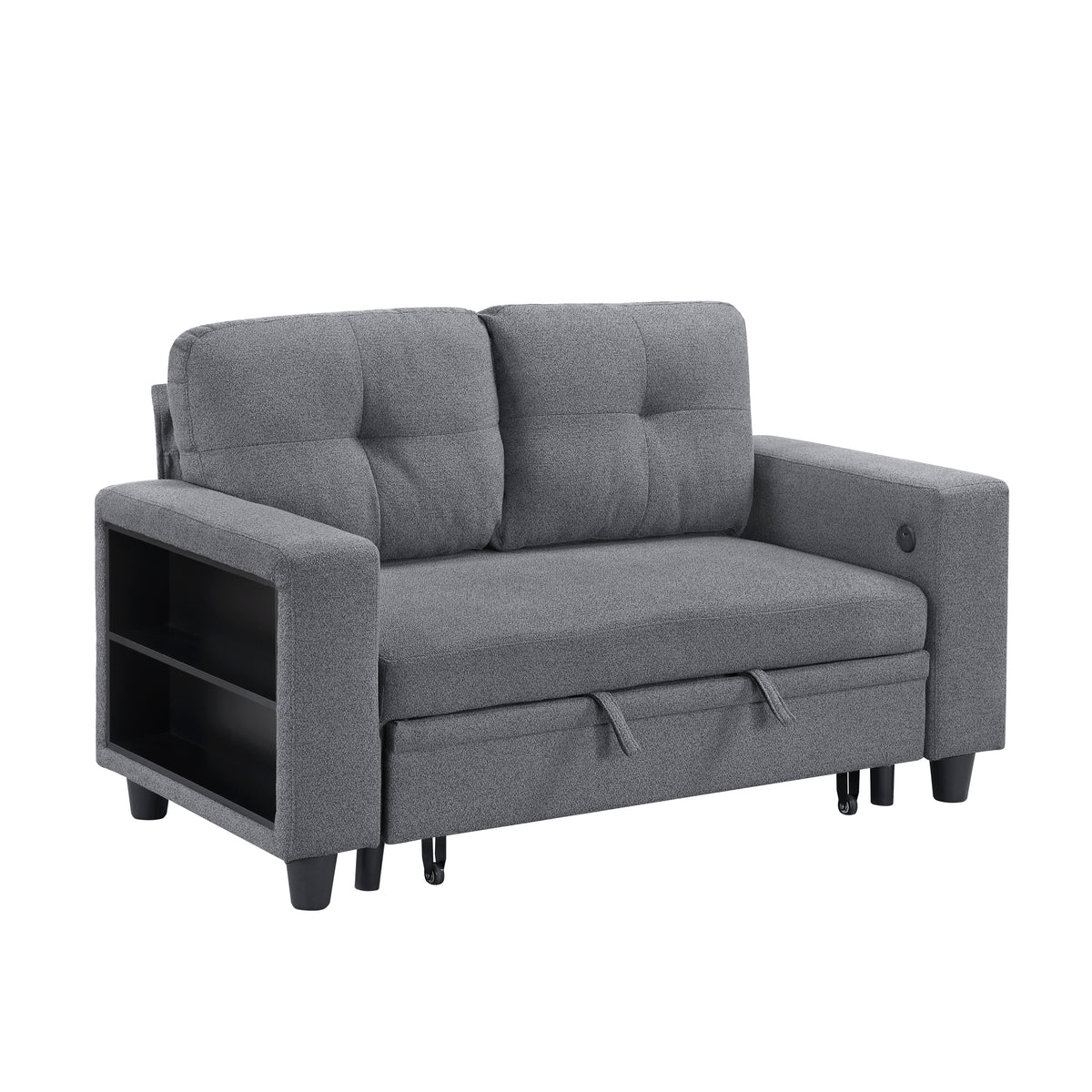 Robinson Gray Loveseat with Pull-out Bed, Shelves and Charging Ports from Homelegance - Luna Furniture