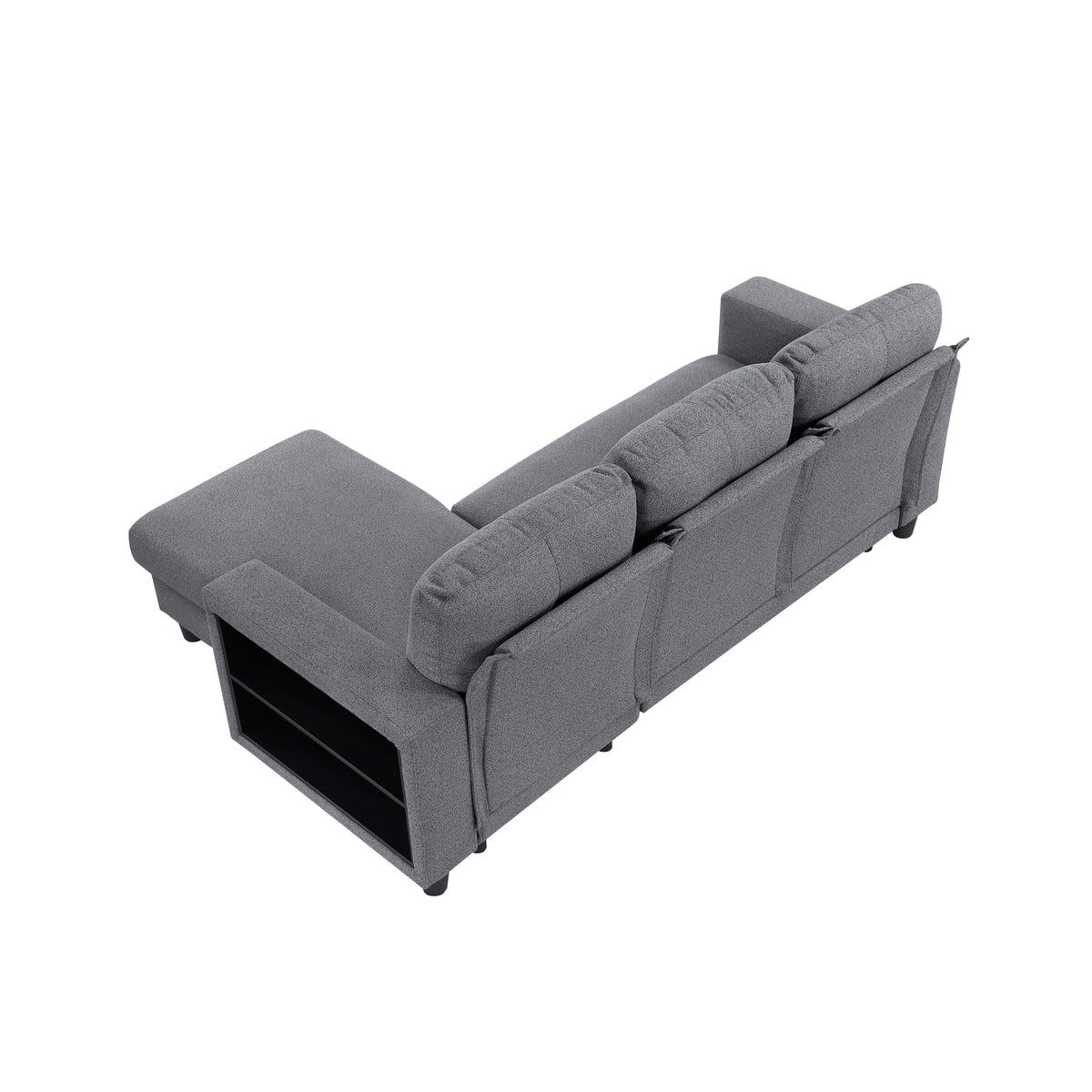 Robinson Gray Sectional with Reversible Chaise, Pull-out Bed, Shelves and Charging Ports from Homelegance - Luna Furniture