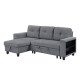 Robinson Gray Sectional with Reversible Chaise, Pull-out Bed, Shelves and Charging Ports from Homelegance - Luna Furniture