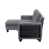 Robinson Gray Sectional with Reversible Chaise, Pull-out Bed, Shelves and Charging Ports from Homelegance - Luna Furniture