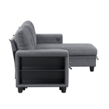 Robinson Gray Sectional with Reversible Chaise, Pull-out Bed, Shelves and Charging Ports from Homelegance - Luna Furniture
