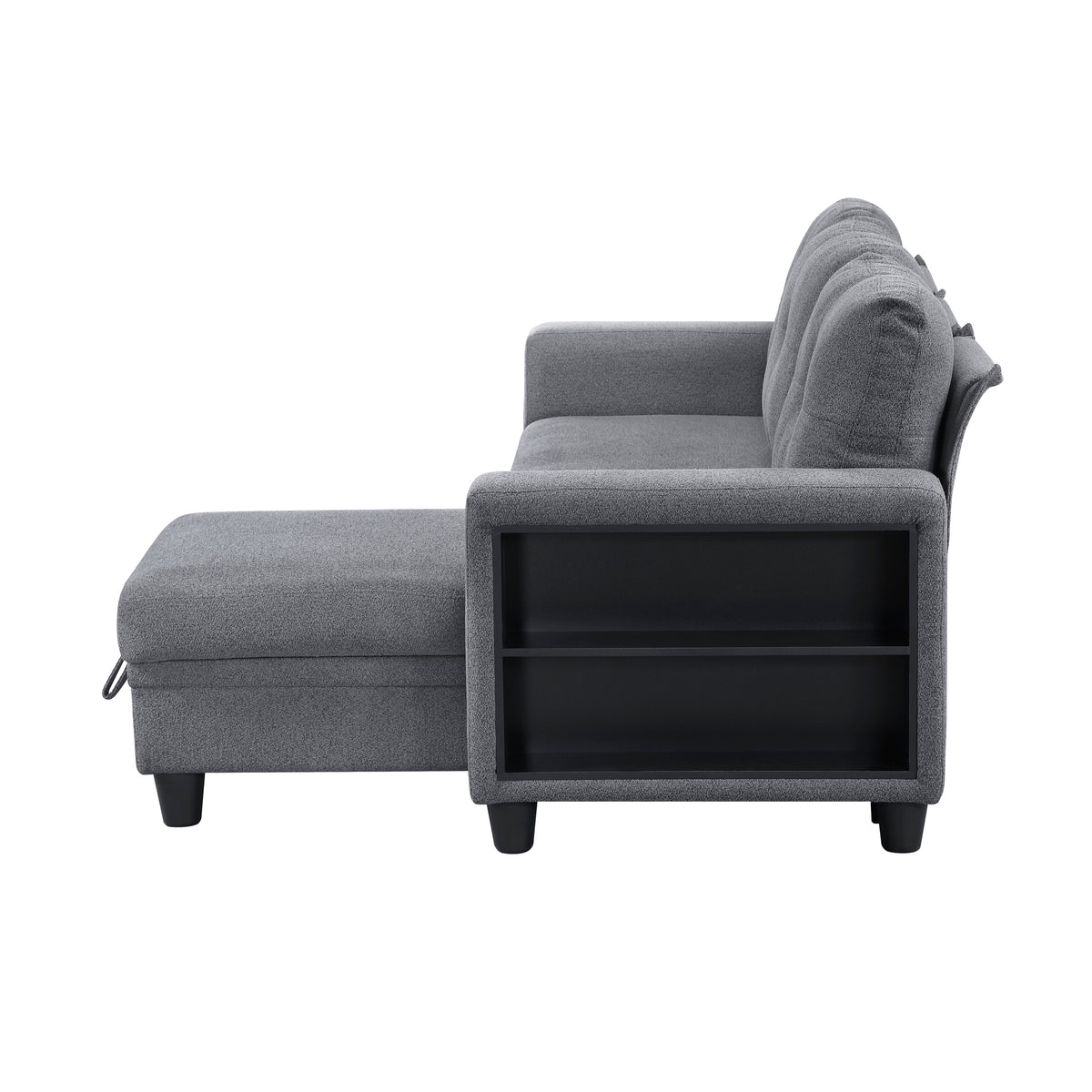 Robinson Gray Sectional with Reversible Chaise, Pull-out Bed, Shelves and Charging Ports from Homelegance - Luna Furniture