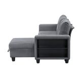 Robinson Gray Sectional with Reversible Chaise, Pull-out Bed, Shelves and Charging Ports from Homelegance - Luna Furniture