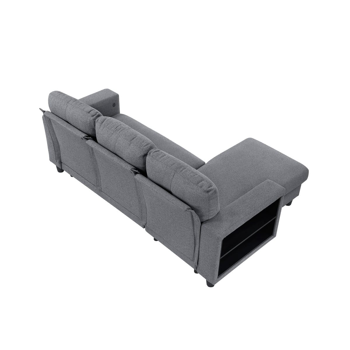 Robinson Gray Sectional with Reversible Chaise, Pull-out Bed, Shelves and Charging Ports from Homelegance - Luna Furniture