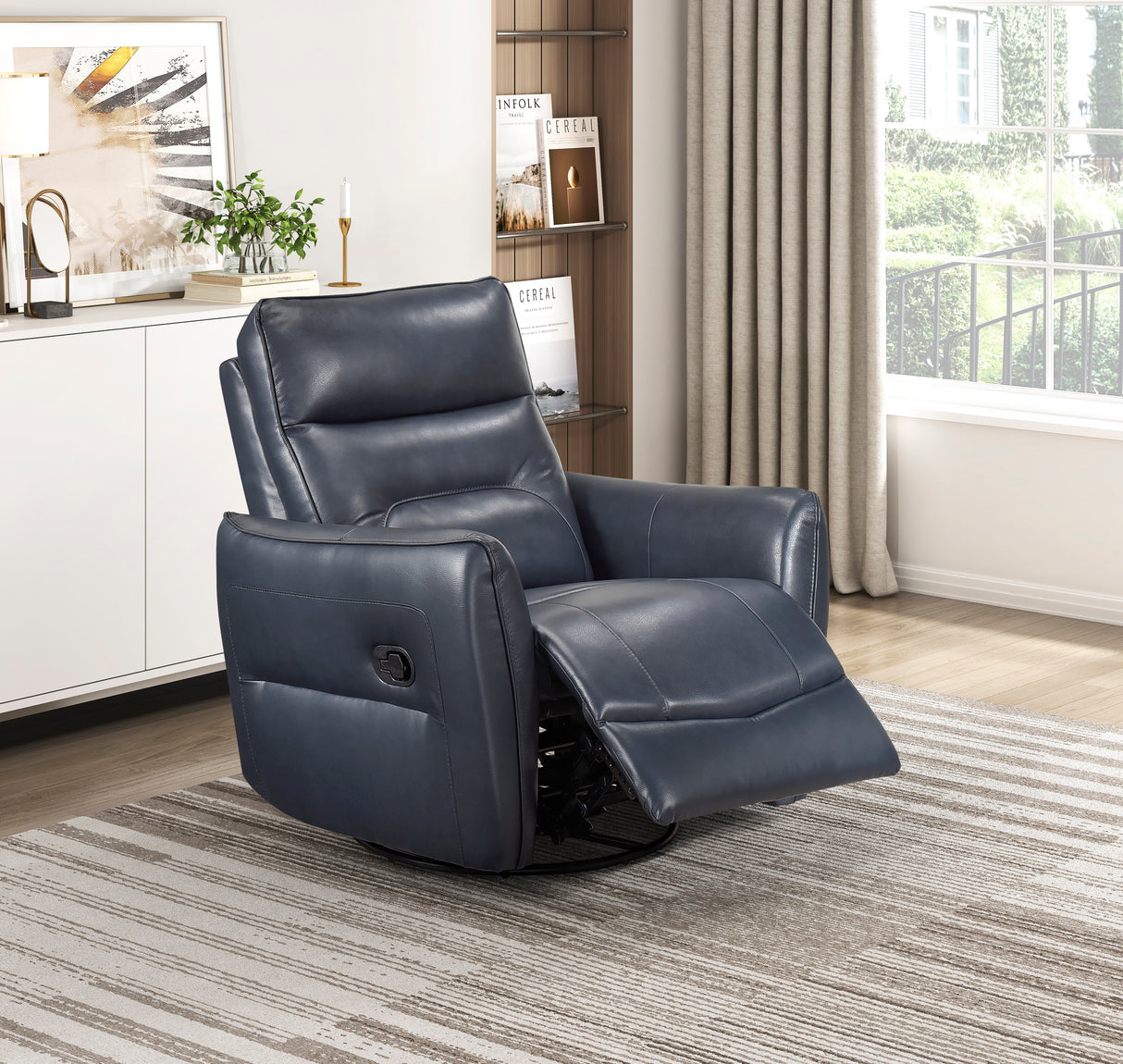 9713DBU-1SW Swivel Glider Reclining Chair from Homelegance - Luna Furniture