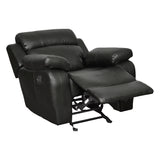 Marille Black Bonded Leather Reclining Chair from Homelegance - Luna Furniture