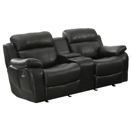 Marille Black Bonded Leather Reclining Loveseat from Homelegance - Luna Furniture