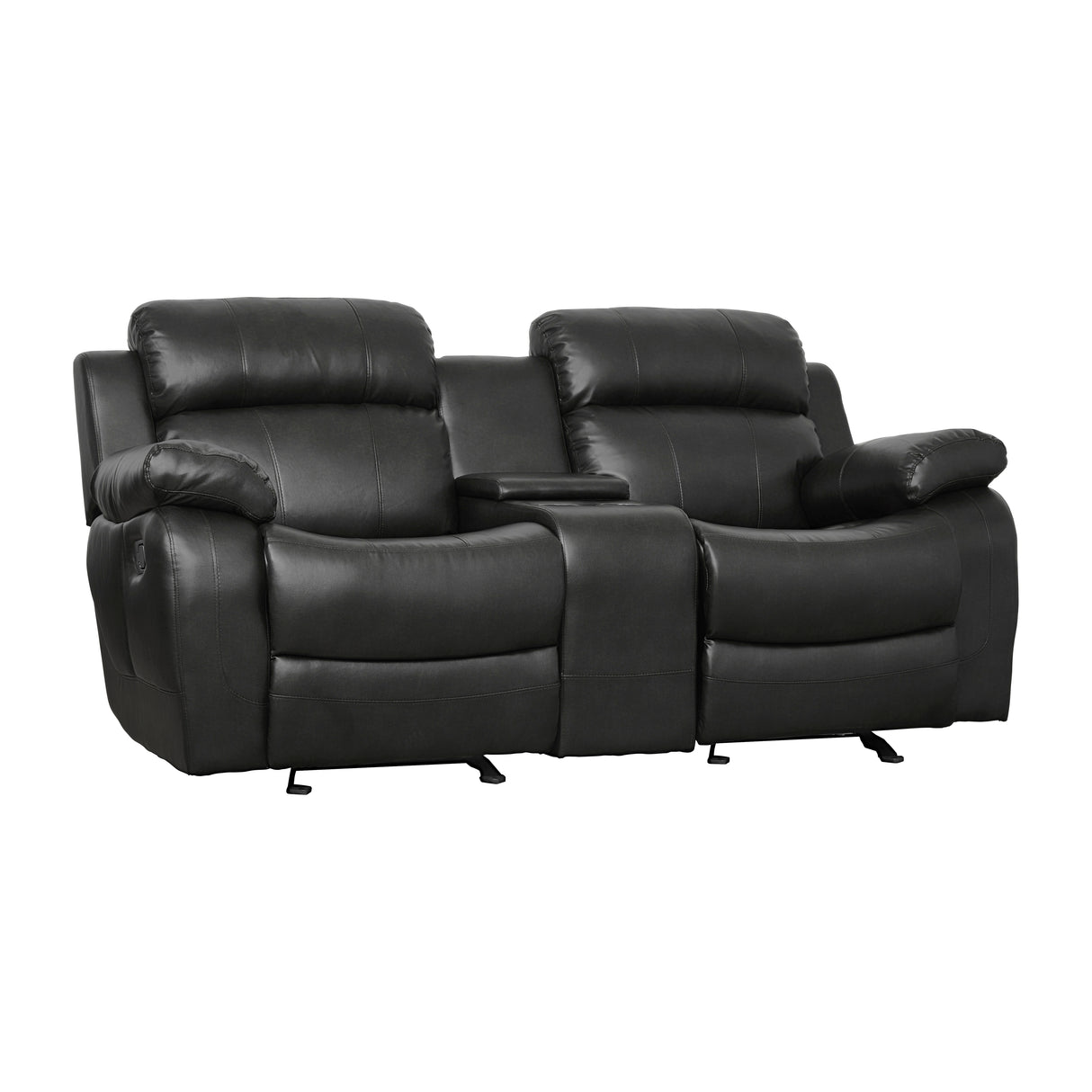 Marille Black Bonded Leather Reclining Loveseat from Homelegance - Luna Furniture
