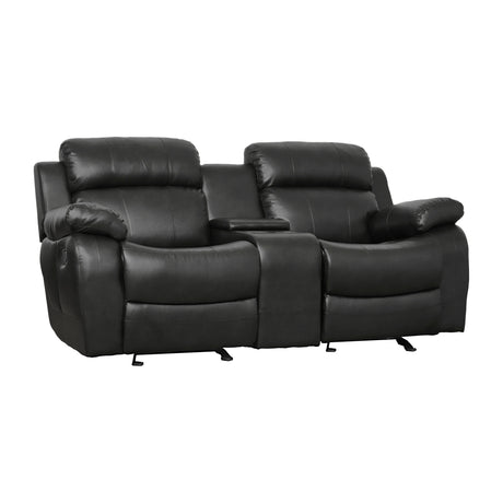 Marille Black Bonded Leather Reclining Loveseat from Homelegance - Luna Furniture