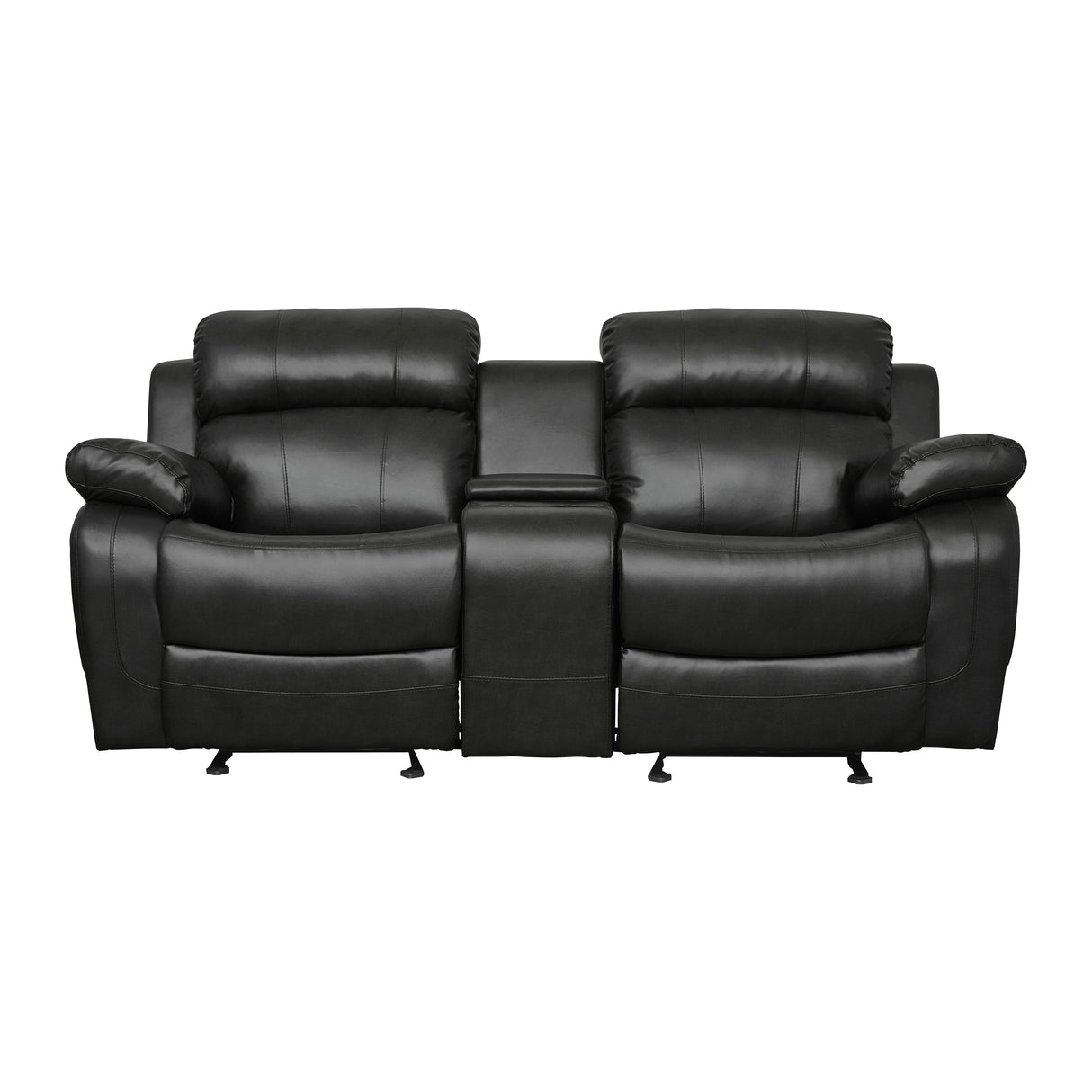 Marille Black Bonded Leather Reclining Loveseat from Homelegance - Luna Furniture