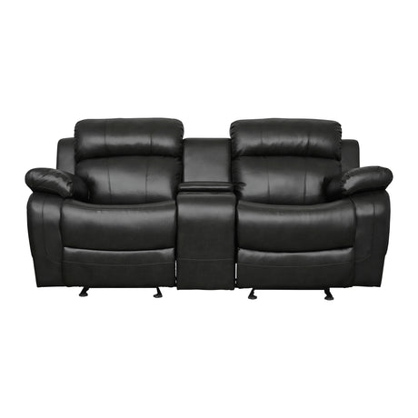 Marille Black Bonded Leather Reclining Loveseat from Homelegance - Luna Furniture