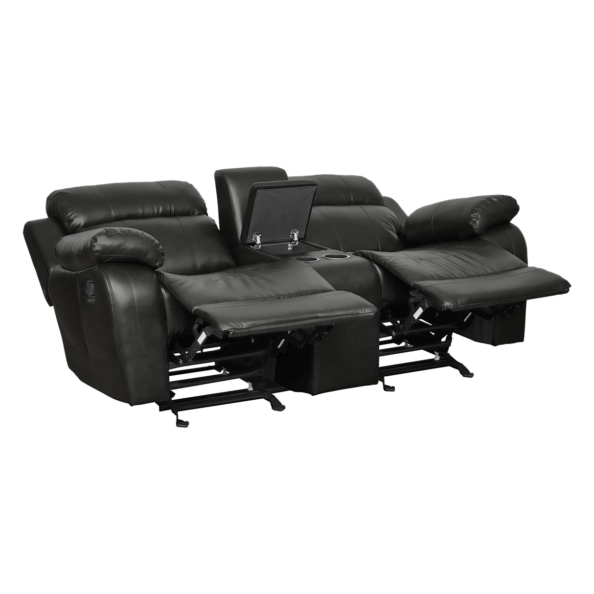 Marille Black Bonded Leather Reclining Loveseat from Homelegance - Luna Furniture