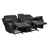 Marille Black Bonded Leather Reclining Loveseat from Homelegance - Luna Furniture