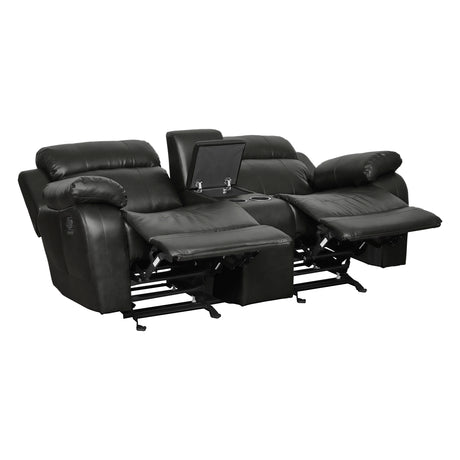 Marille Black Bonded Leather Reclining Loveseat from Homelegance - Luna Furniture