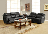 Marille Black Bonded Leather Reclining Loveseat from Homelegance - Luna Furniture