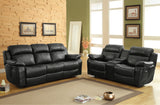 Marille Black Bonded Leather Reclining Sofa from Homelegance - Luna Furniture