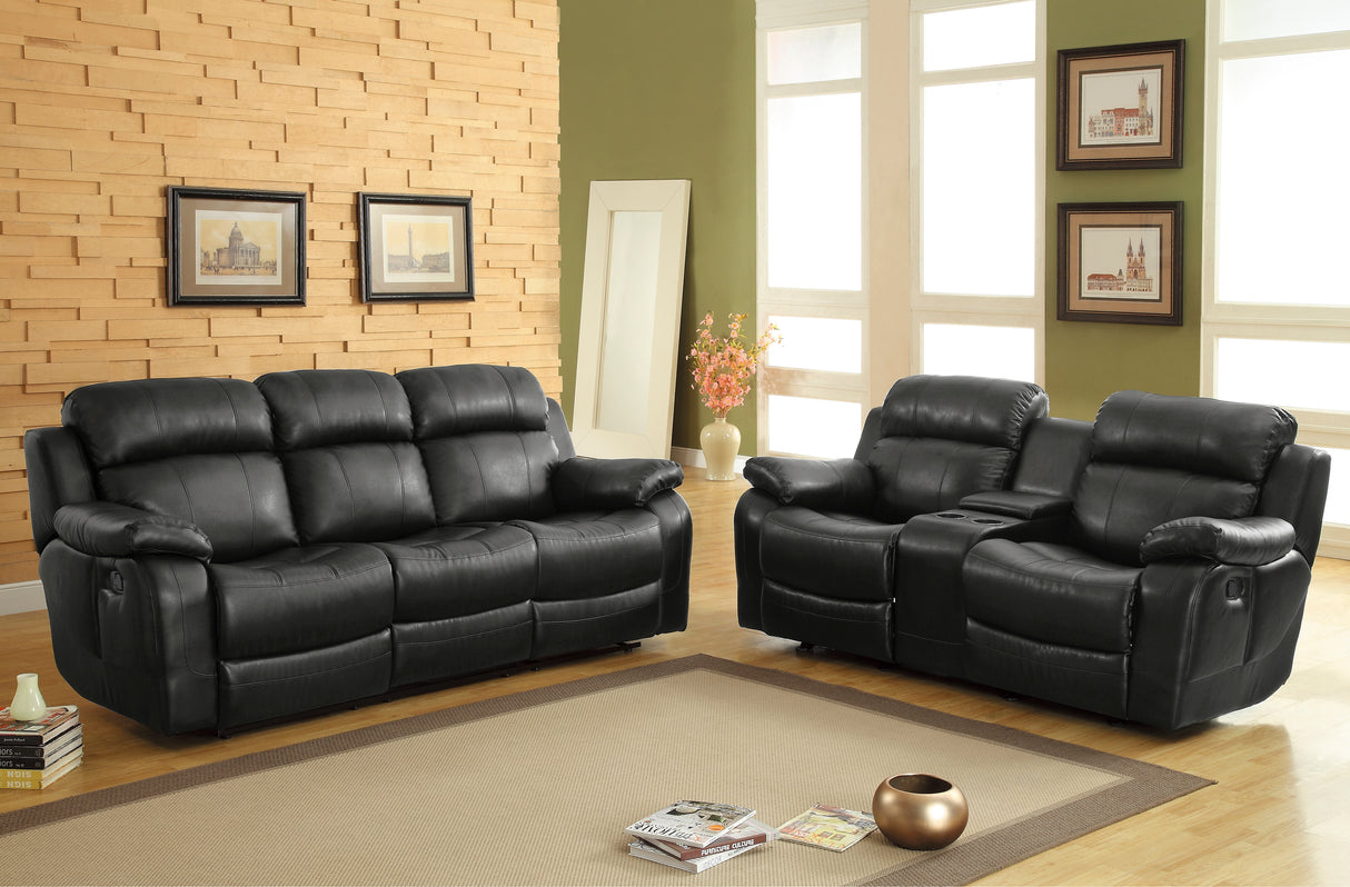 Marille Black Bonded Leather Reclining Loveseat from Homelegance - Luna Furniture