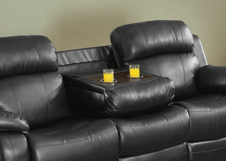 Marille Black Bonded Leather Reclining Sofa from Homelegance - Luna Furniture
