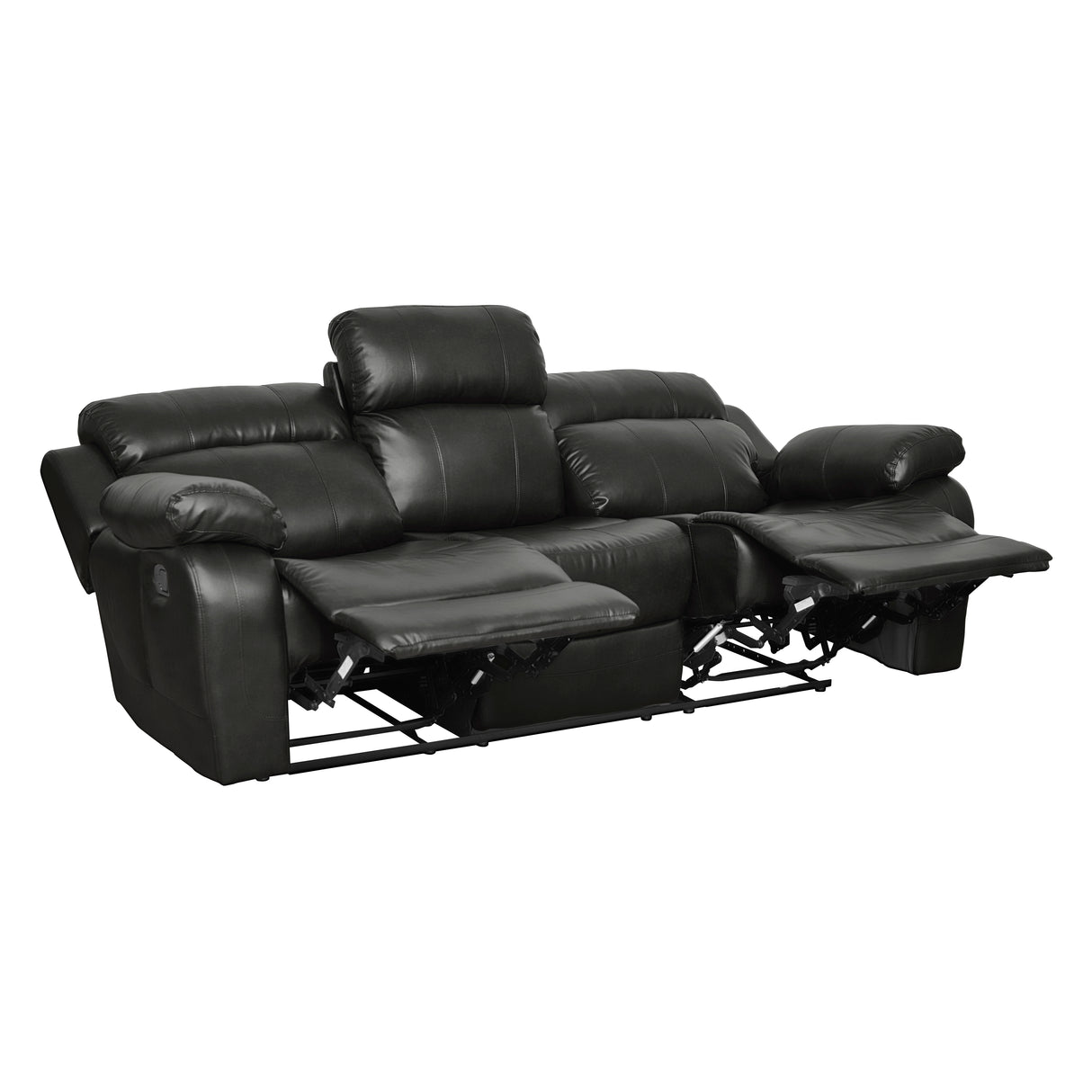 Marille Black Bonded Leather Reclining Sofa from Homelegance - Luna Furniture