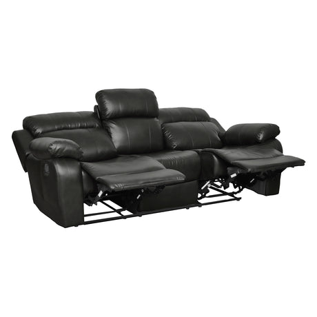 Marille Black Bonded Leather Reclining Sofa from Homelegance - Luna Furniture