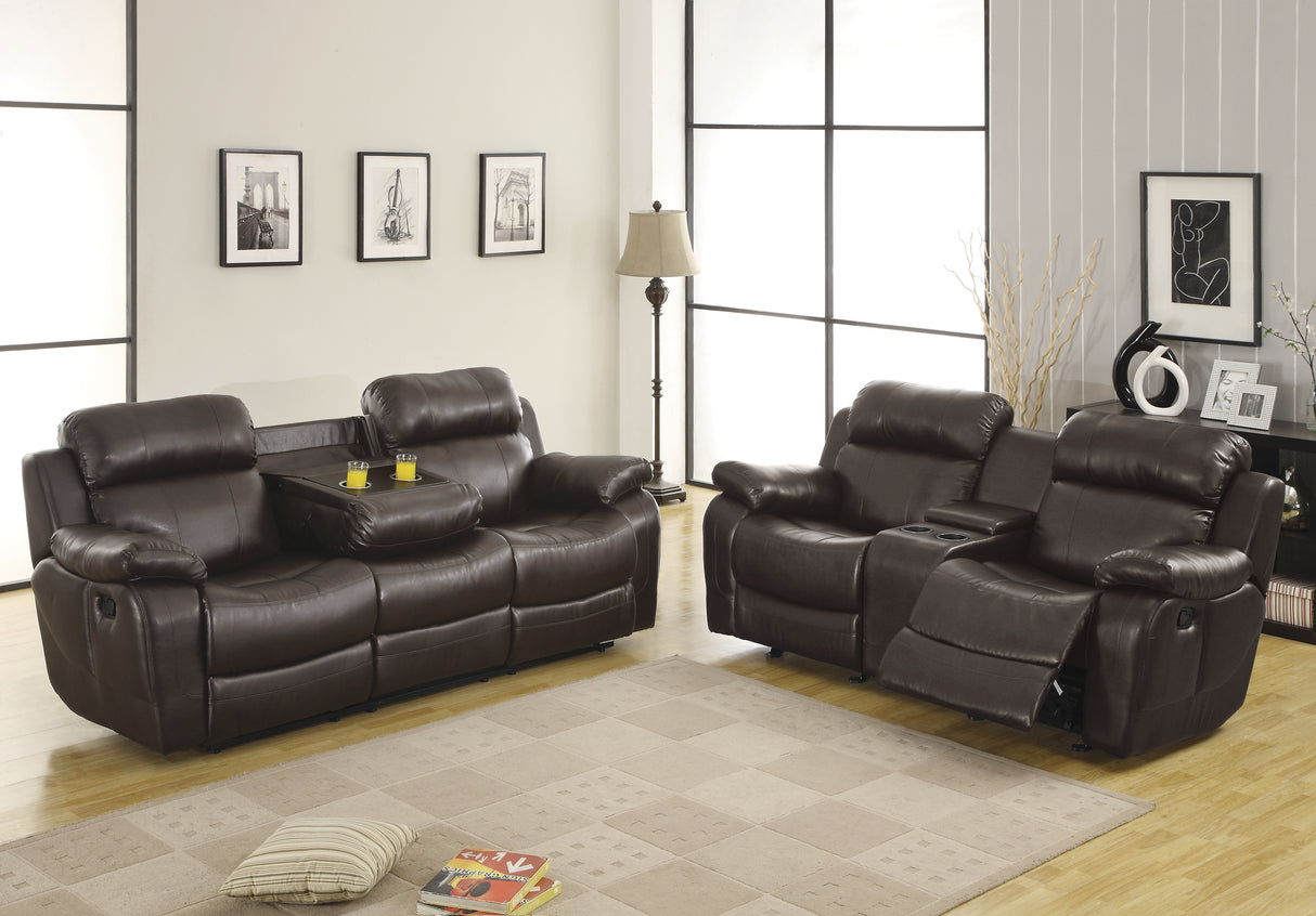 Marille Brown Bonded Leather Reclining Sofa from Homelegance - Luna Furniture