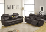 Marille Brown Bonded Leather Reclining Sofa from Homelegance - Luna Furniture