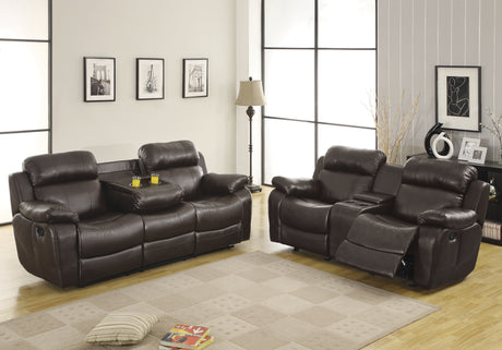 Marille Brown Bonded Leather Reclining Sofa from Homelegance - Luna Furniture