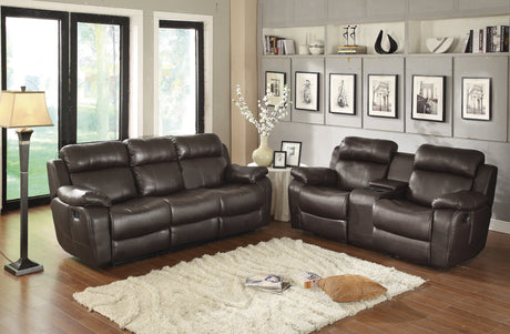 Marille Brown Bonded Leather Reclining Loveseat from Homelegance - Luna Furniture